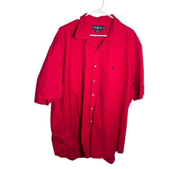 Ralph Lauren Shirt Men's XL Red Blake Cotton Button Up Short Sleeve Preppy - Picture 1 of 10